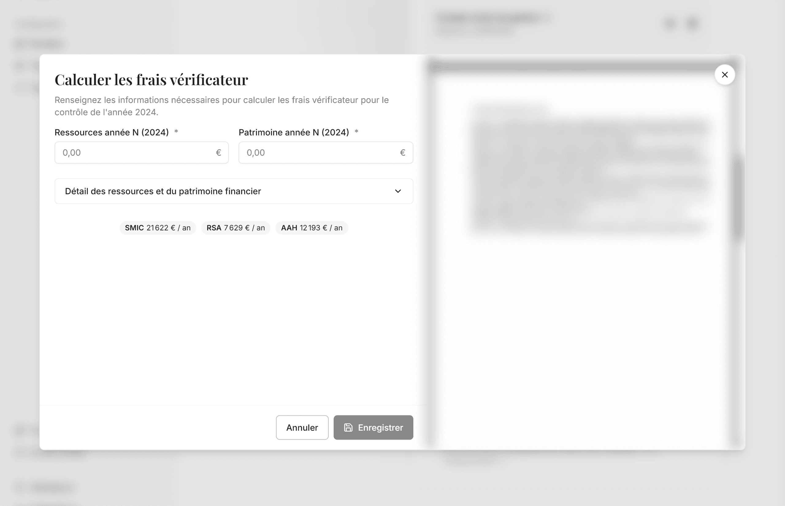 Calcul des frais du vérificateur dans Smart Tutelles